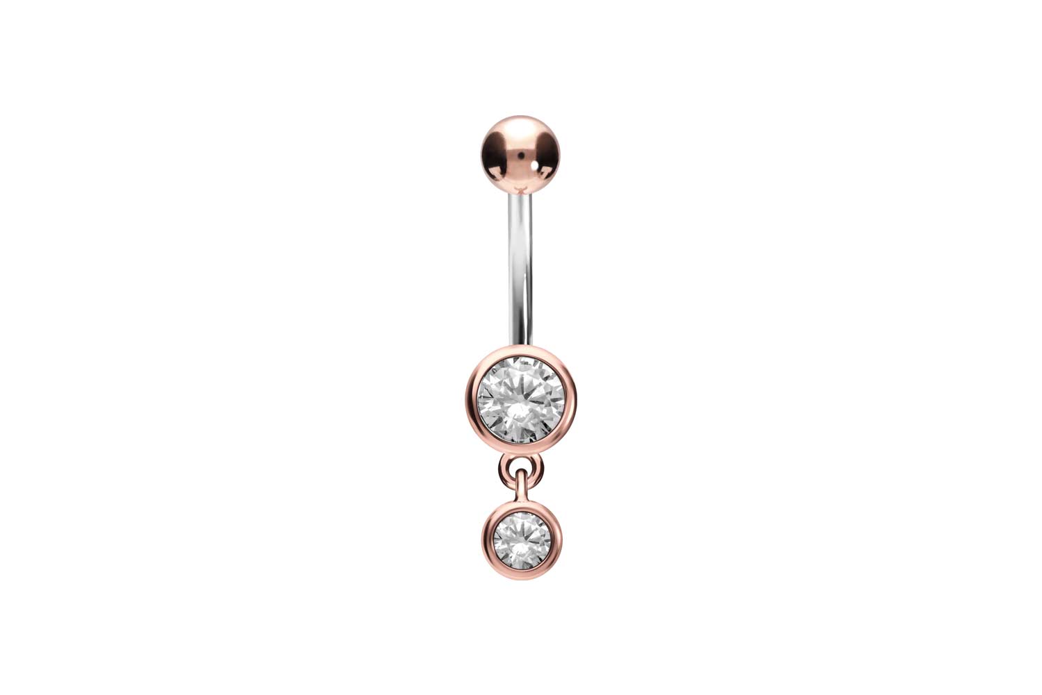Titan Bananabell Piercing mit 925er Silber-Design 2 KRISTALLE